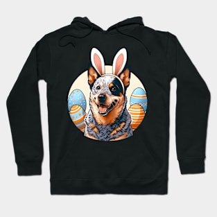 Australian Cattle Dog with Bunny Ears Easter Joy Hoodie